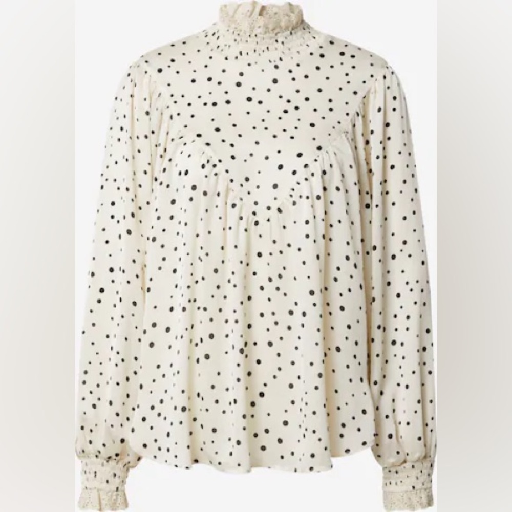 Traffic People Cream and Black Polka Dot Blouse